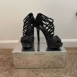 Black Snake Skin Kelsi Dagger Heels